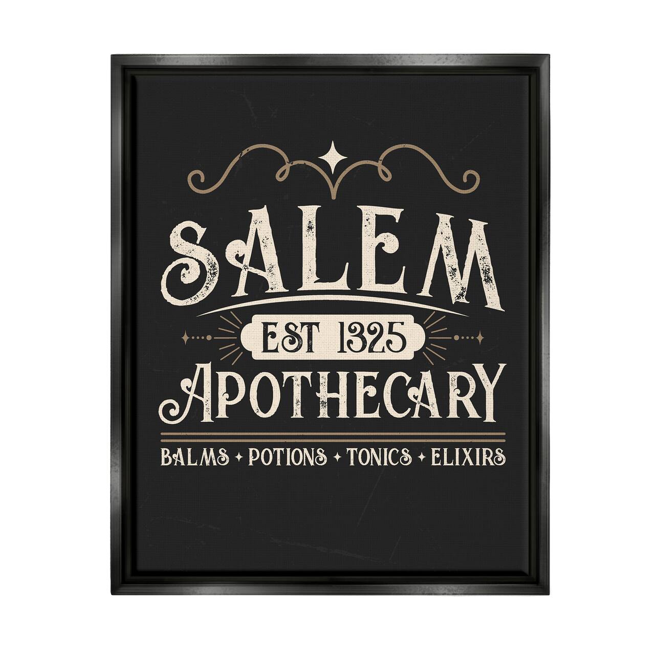 Stupell Industries Salem Apothecary Vintage Sign Framed Floater Canvas Wall Art